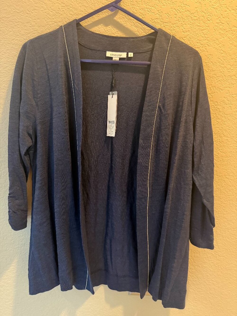 NWT Chicos Navy Blue with sparkle trim cardigan